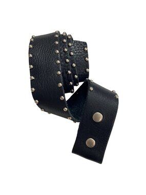 Vtg LR LeatheRock Black Genuine Leather Silver Tone Studs Size 36 No Buckle